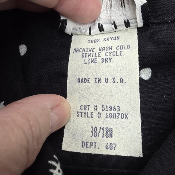 Vintage Caliche Collection Shirt Womens 18W Black White Rayon Button Up 90s USA - Picture 8 of 10